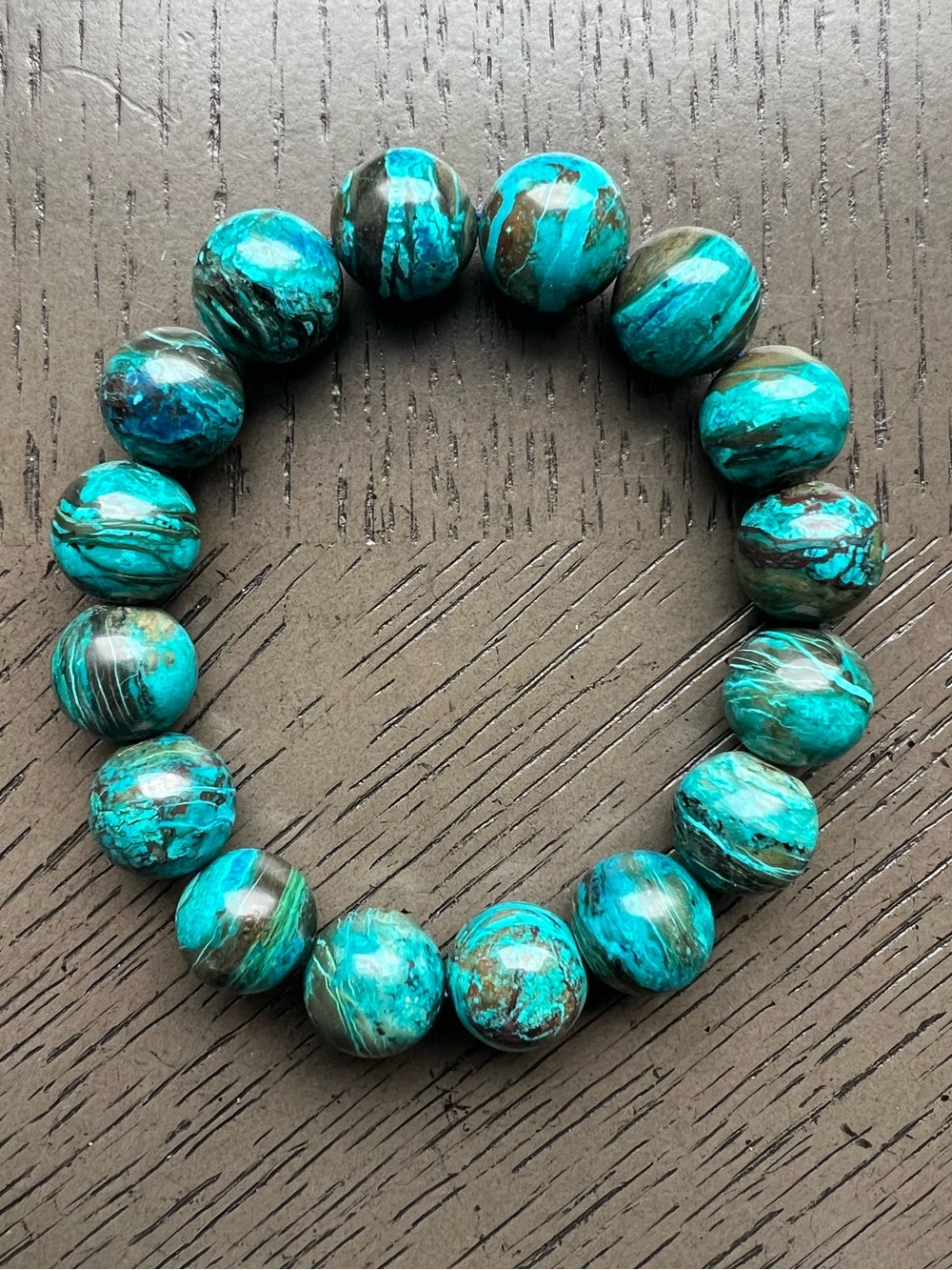 HQ Chrysocolla bracelet 13mm SIZE 7’